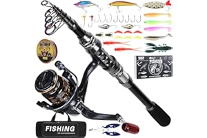 Yaskyly 2.1M Canna da Pesca e Mulinello Combo Set di Canne Telescopica Fibra di Carbonio Canne Pesca con Lenza, Kit di Esche da Pesca e Borsa per Il Trasporto per pesca d' acqua dolce e salata