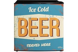 Kuhla Table Top Mini Fridge with Ice Box 45 Litre Adjustable Thermostat, Door Racks & Removable Shelf, Small Drinks Fridge Ice Cold Beer Design Black KTTF0E6B-1011