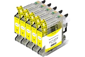 Supply Guy 5 kartridże kompatybilne z Brother LC-123 DCP-J132w DCP-J150 DCP-J152w DCP-J152wr DCP-J172w DCP-J4110dw DCP-J4110w yellow żółty