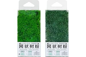Attuslla 2 Colori Alberi Modello Polvere D'albero Miniatura Alberi Treno Kit Materiale di Base per Scenari Modello Alberi per Fai da Te Paesaggio Décor, Verde Lime, Verde Scuro