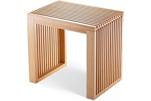 BAM BOO BOX Ławka Bambusowa - 45 x 33 x 43 cm - Drewniana Ławka Z Litego Drewna na Strefy Wejściowej, Salonu, Taras, Balkon, Do Ogrodu, lub Przedpokoju (Bambus)