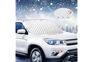AKAPOLA Copri Parabrezza Auto Inverno,Copri Parabrezza Auto Magnetico,telo antigrandine per auto Ripiegabile,telo auto antigrandine Protezione da Foglie,Gelo,Neve,Adatta Maggior Parte di Auto (180x145 x110cm)