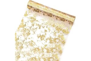 Bordslöpare guld, 28 cm x 10 m bordsband metalliska bordslöpare, bordsdukar bröllop dekorativa tyg guld för bröllop nattvard