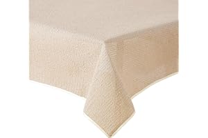 SCHWAR TEXTILIEN Gartentischdecke Tischdecke Weichschaummaterial rutschfest wetterfest 6 Farben (Beige, 130x220cm eckig)