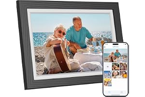 Dragon Touch Frameo digital bildram – 10,1 tum WiFi elektronisk bildram med minne HD IPS-pekskärm, bilrotation, omedelbar delning av foton/videor, familj och vänner