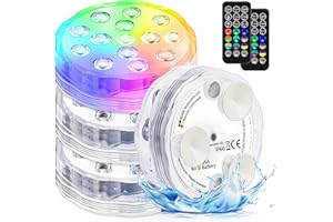 DAPHOMEU Pool Lights Submersible LED Light with Remote, Waterproof Pond Lights with Upgrade Suction Cups,Magnets, 16 Changeable Colors 3.35'' Battery LED Light for Underground Pool Fountain Pond Aquarium