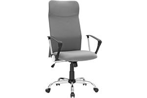 ‎SONGMICS SONGMICS Fotel biurowy, ergonomiczne krzesło do sali konferencyjnej, siedzisko obrotowe, wyściełane siedzisko, regulacja wysokości i nachylenie, nośność 120 kg, szare OBN034G01