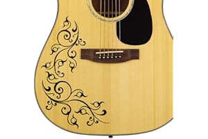 StickerBorough Akustikgitarre - Blumen-Wirbel-Aufkleber für Gitarre