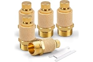 Bwintech 5 Pcs Air Pneumatic Adjustable Adjustable Mufflers, 1/8" Male Thread Sintered Brass Exhaust Muffler Silencer