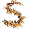 DearHouse 2 Pack Fall Garland Maple Leaf, 6.5 Ft/Piece Hanging Vine Garland Artificial Autumn Foliage Garland Thanksgiving Decor for Home Wedding Fireplace Party Christmas