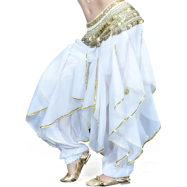 Pantaloni Danza Del Ventre Donna - Con Paillettes E Coulisse - Taglia Unica Colorati
