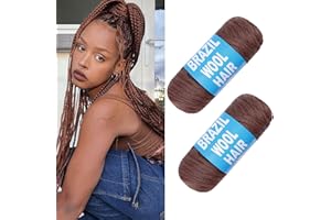 Samtress 2 rouleaux de fil de laine brésilienne brun miel Fil acrylique pour tresses africaines au crochet Faux Locs Cheveux à tricoter Extensions de cheveux en fibres synthétiques