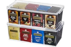 ‎LIFEWIT Lifewit 2 Stück Teebox 16 Fächer, Teeboxen für Teebeutel, Tee Aufbewahrung mit Deckel, Tee Organizer für Teebag, Kaffeebeutel, Zur Verwendung in Küchen, Speisekammern, Arbeitsplatten, Transparent