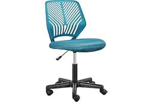 Yaheetech Silla Escritorio de Oficina Ergonómica Silla Giratoria Altura Ajustable sin Reposabrazos Asiento Malla Azul