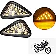Asryd Motorcycle Turn Signal Smoke Triangle Flush Mount Turn Signal Indicators Amber LED Light Motorbike Lamp Waterproof (Pack of 2) (Pack of 2) For Bajaj Pulsar 220 F ., Black