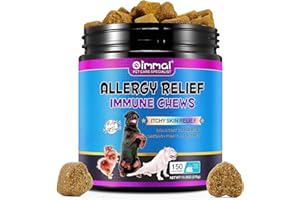 WIZCO Itch and Immunity Treats for Dogs, Allergy Relief, Itchy Skin, Anti Itch, Skin & Coat Health, All Breeds & Sizes, 150 Chews, Peking Duck Flavor