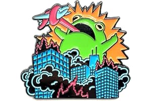 SNS COMPONENTS Pin's géant en métal émaillé avec grenouille violente Destroy End of the World, Métal