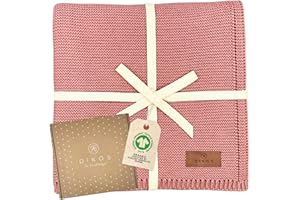 DIKOS Manta Bebé Rosa Frutas del Bosque 100% algodón orgánico Gots | Mantita Bebé Recién Nacido | Manta de Punto Bebe para Niño y Niña | Arrullo Bebe Recien Nacido | Regalos Bebe Canastilla