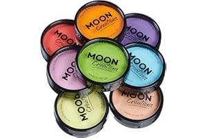 Moon Creations Maquillaje facial y corporal profesional, 36g, Pintura de color profesional para pintar la cara, Pintura facial para niños, adultos, disfraces,festivales Conjunto de colores de luces