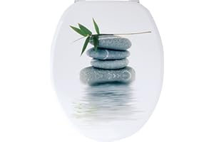 GELCO Design Abattant WC Galets, Bois Moule, Gris, 46.5 x 37.6 x 6 cm