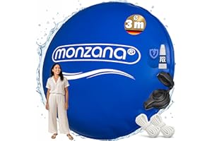 Monzana® Coussin de Piscine hivernage 3m XXL Rond résistant Chlore Cordes PVC -20°C Double Couture Valve 6 Oeillets Coussin Gonflable Flottant air