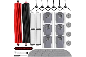 27PCS Accessories Kit for Roborock S8 MaxV Ultra Robot Vacuum, 2 Main Brushes, 6 Dust Bags, 4 Mop Cloths, 4 Edge Mop Cloths, 4 Filters, 6 Side Brushes, 1 Self-Main Brush, 1Cleaning Brush, 1Screwdriver
