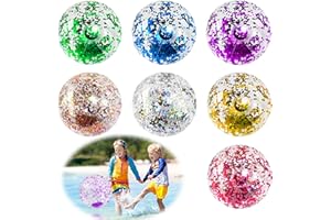 GRASSLANDY 7 Stück Wasserball Aufblasbar Beachball Aufblasbare Glitter Wasserbälle Farbig Aufblasbarer Ball Set Strandball Schwimmball Für Sommeraktivitäten Im Freien, Wasserspiele, Schwimmbad-Strandparty