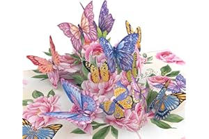 MOKIO® Biglietto Farfalla Pop-Up – Fiori con Farfalle – Biglietto regalo 3D per un compleanno, Biglietto di auguri fiore con busta