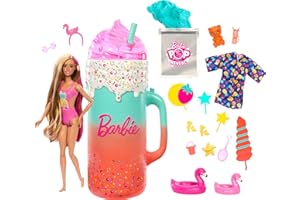 BARBIE Pop Reveal Rise & Surprise Geschenkset - über 15 Überraschungen, inklusive 1 Barbie-Puppe, Strandzubehör, für fruchtig-frechen Spielspaß, für Kinder ab 3 Jahren, HRK57
