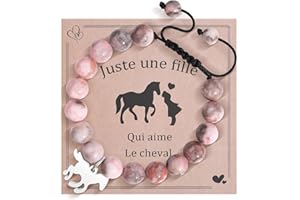 BOCHOI Papillons Trèfle Cheval Fille Bracelet Meilleure Amie Cadeau Fille 5 6 7 8 9 10 11 12 Ans Anniversaire pour Amie Sœur Nièce Bracelet Pierre Naturelle Bijoux Noël Idées Cadeau Retour à l'école