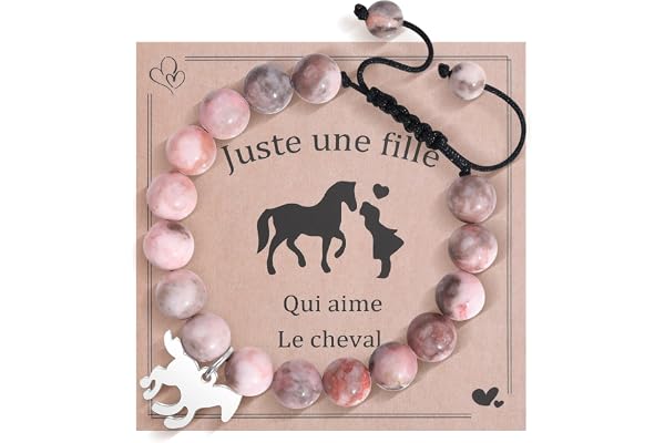 BOCHOI Papillons Trèfle Cheval Fille Bracelet Meilleure Amie Cadeau Fille 5 6 7 8 9 10 11 12 Ans Anniversaire pour Amie Sœur Nièce Bracelet Pierre Naturelle Bijoux Noël Idées Cadeau Retour à l'école
