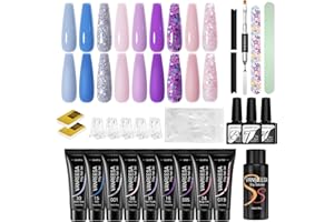 VANREESA Gel Ricostruzione Unghie, 9 Colori 15ml Kit Ricostruzione Unghie, Kit Unghie Gel Completo con Base e Top Coat, Clip Unghie, Soluzione Slip, Regali per Donne