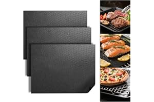 STORYSTORE BBQ Grillmatte für Gasgrill 3er Set, 40 x 33 cm Ofenmatte Backofen Grillfolie für Holzkohlegrill, Elektronischen Grill, Hitzebeständig & Zuschneidbar Backpapier Wiederverwendbar für Gas, Grills