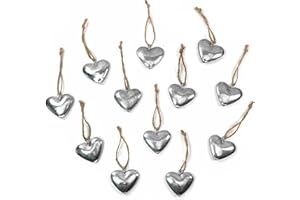 Marzoon 12x Zink Herz Anhänger ca. 3,5cm, Metallherzen zum Hängen in Silber