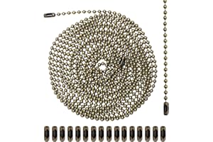 GOSKNOR 3m Cadena de Tracción para Ventilador de Techo, Extensión de Cadena para Luces de Metal con 20 Conectores Cadena de Cuentas de 3mm Cadena para Luces Manualidades (Bronce)