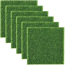 6 Tappetini Erba Artificiale 15x15cm - Prato Sintetico Per Miniature E Decorazioni