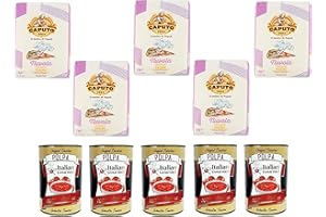 ITALIAN GOURMET E.R. Farina Molino Caputo Nuvola Pizza Napoli Harina para pizza ligera 5 x 1 kg e Italian Gourmet Polpa di pomodoro, pasta de tomate finamente picada, 5 x 400 g