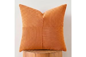 FDTERN Kuddfodral Orange 40 x 40 cm för soffa i manchester modernt mjukt dekorativt korsmönster osynligt blixtlås kuddfodral