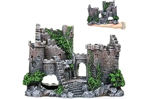 Mon3trYYDS Simulation Résine Château Ornement Château Aquarium Décoration Château Décoratif pour Aquarium Aquarium Château Décoration Décoration Aquarium pour Petits Animaux Aquatiques et Décorations