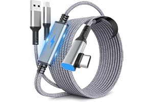 YRXVW Länkkabel 16 fot för Meta Quest 3S/3/Quest 2/Pro-tillbehör, PC VR-länkkabel med separat USB-C-strömingång, spela medan