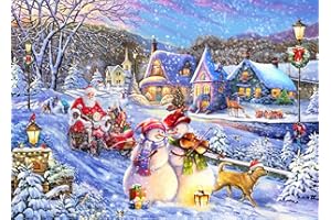 HUADADA Puzzles 1000 Pieces for Adults jigsaw puzzles for adults-Festive Christmas Village Christmas Snowy Scene-1000 Piece Puzzle Classic Educational Games Beautiful Decoration Puzzle