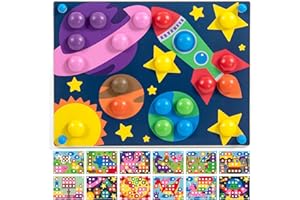 Nene Toys Großes Holz-Steckspiel ab 2 Jahren – Montessori Mosaik-Steckspiel mit 48 Knöpfen, 8 Farben & 12 Karten – Lernspielzeug für Kinder 2 3 4 Jahre – fördert Feinmotorik & Farberkennung