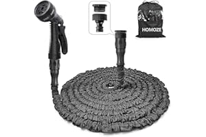 HOMOZE Expandable Garden Hose 50ft Hose Pipe Expandable with 3/4", 1/2" Fittings, Anti-Leakage - Flexible Expanding Hose with 7 Function Spray Gun
