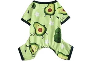 Dosuyi Hunde-Pyjama, Frühling und Sommer, Haustierkleidung für kleine Hunde, Mädchen, Jungen, weich, dehnbar, Welpenkleidung, Katzen-Schlafanzug, Haustier-Jammies-Outfit (Avocado, XL)