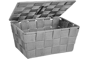 Wenko Cestino con coperchio Adria grigio, Polipropilene, 19 x 10 x 14 cm, Grigio