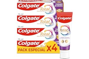 Colgate Total Prevención Activa + Cuidado de Encías Pasta de dientes 4x75ml | 3 veces más eficaz combatiendo la causa principal* de los problemas bucodentales más comunes