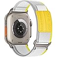 Trail Loop for Apple Watch Strap 41mm 40mm 38mm 42mm 46mm 44mm 45mm 49mm iWatch Straps Men/Women,Nylon Sport Strap for Apple Watch Series 10 9 8 7 6 5 4 3 SE/2,Yellow Beige/Leather