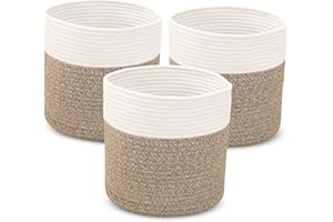 Casa Mina® Aufbewahrungskorb geflochten aus Baumwolle für Kinderzimmer I Schadstofffreie Korb Aufbewahrung aus Naturmaterial I Robuster Baumwollkorb mit Griffen I Regalkorb geflochten | 3er Set