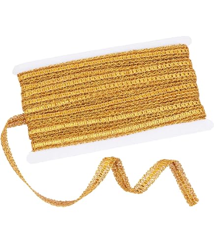 Nastro Decorativo Fiori Verga D'oro, 20 Iarde (18,29 M) X 1/2 Pollice, In Poliestere Glitter - Per Cucito, Artigianato, Decorazioni