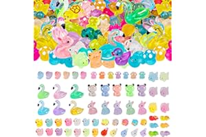 WIURGOHA 80pcs Luminous Mini Resin Animals,10 Styles Tiny Animal Glow in The Dark Miniature Resin Animal Figures Bulk,Mini Ducks Animals for Fairy Garden Micro Landscape Aquarium Dollhouse Decor
